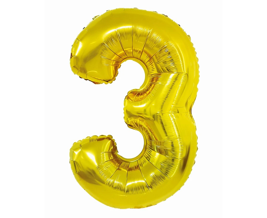 Balon foliowy Smart, Cyfra 3, złota, 76 cm AA